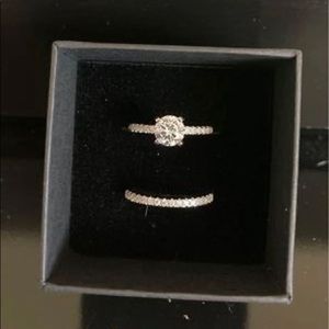 Size 10/1.75 simulated diamond center stone/925 sterling solitaire bridal set